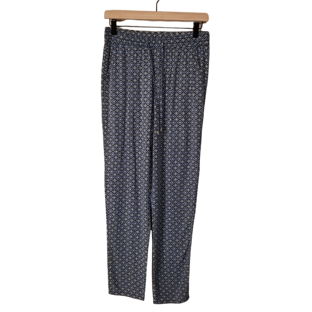 3/$15 Faded Glory Blue Printed Slouchy Lounge Casual Poncho Pants